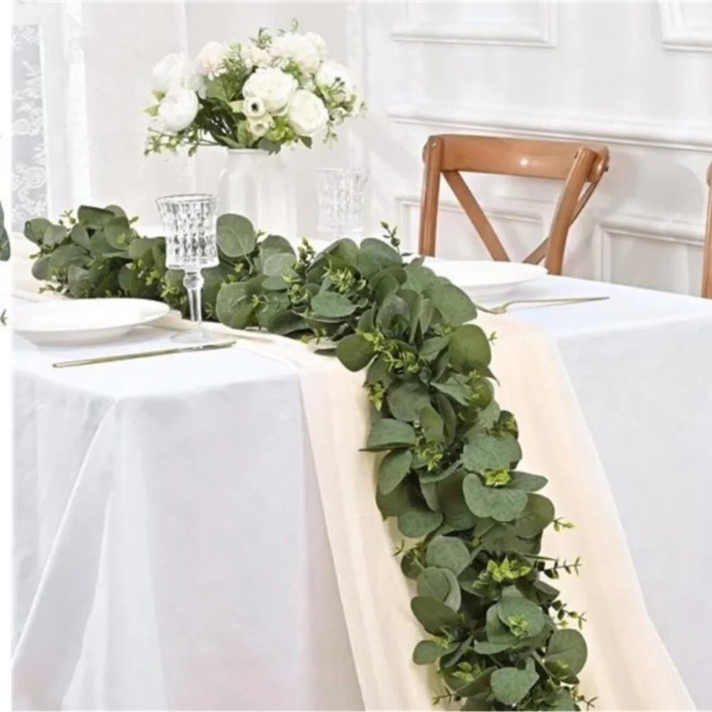 2 Pcs Artificial Eucalyptus Garland, 12 Ft Fake Greenery Garland, Faux Silver